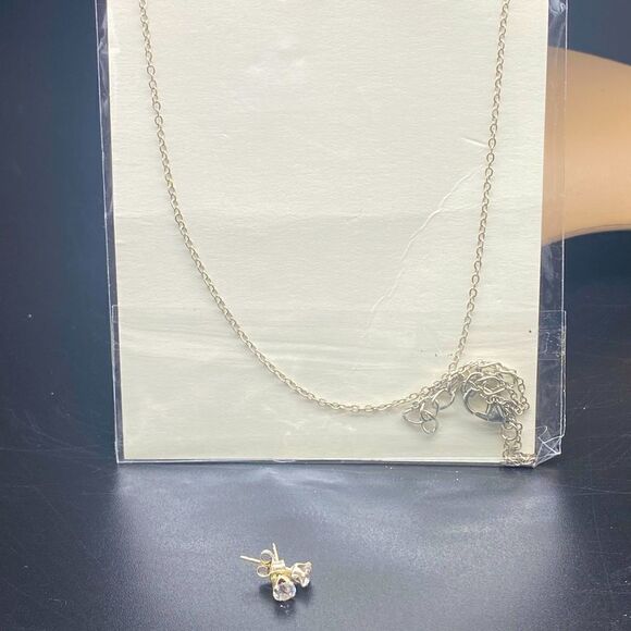 Gemini necklace IOP paired with 925 CZ post back 1/8” earrings - Picture 5 of 5